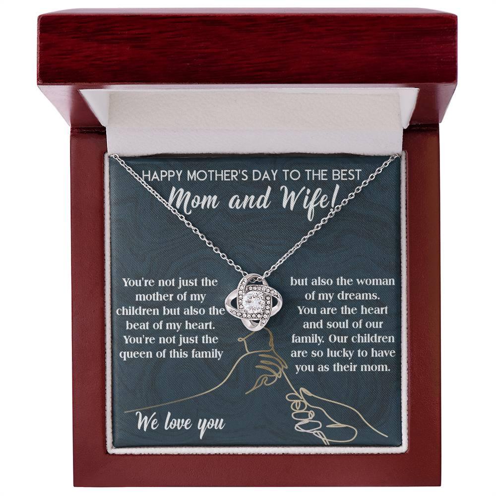 Mother's Day Gift to Wife You're the Mother of My Children and the Beat of My Heart Love Knot Pendant Necklace - Mallard Moon Gift Shop