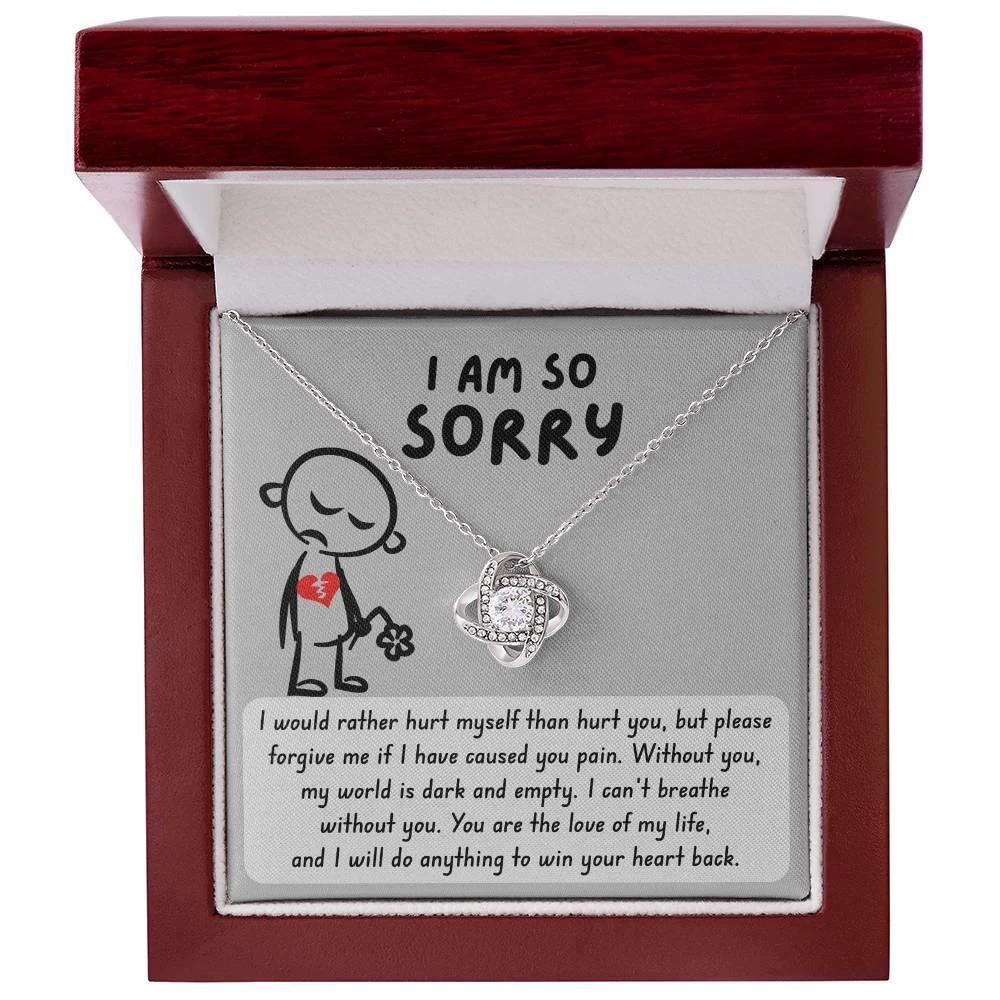 Apology Gift for Girlfriend, Wife, Soulmate - Sorry, Dark And Empty - Love Knot Pendant Necklace