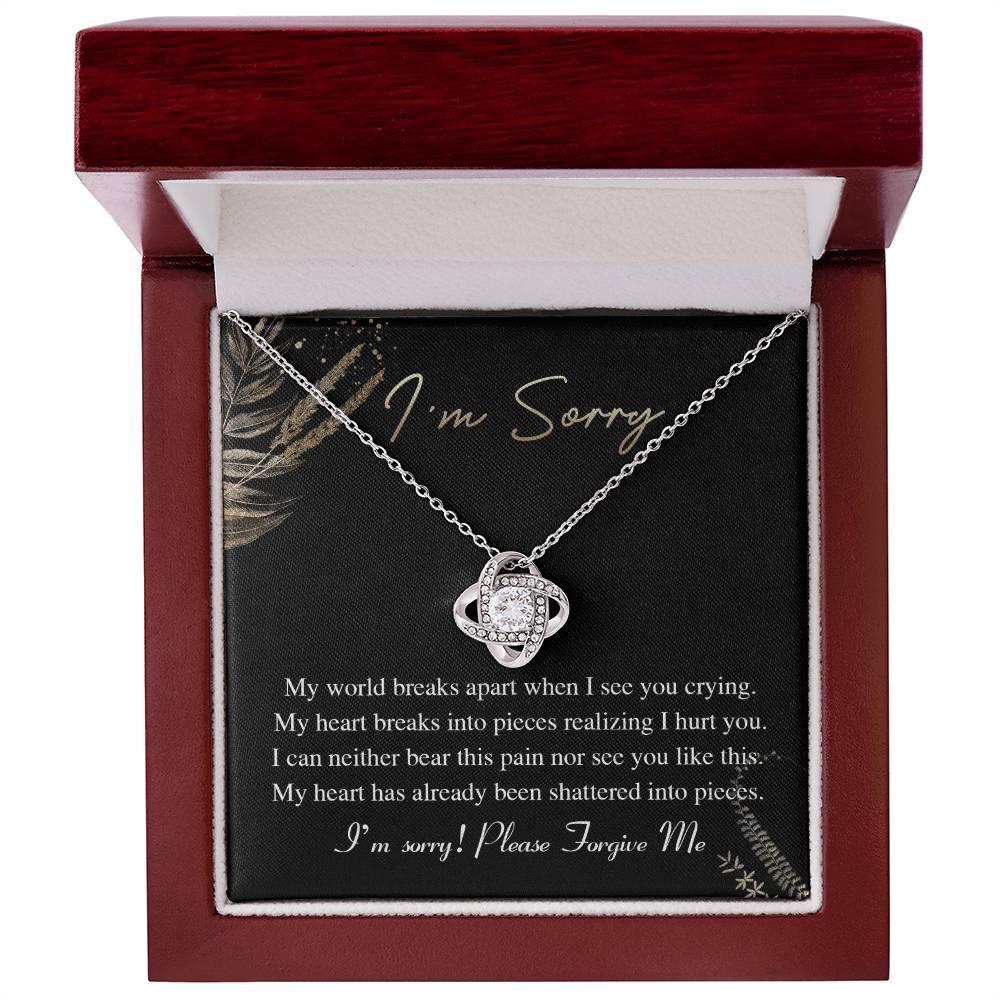 Apology Gift for Girlfriend, Wife, Soulmate - Sorry, See You Crying - Love Knot Pendant Necklace - Mallard Moon Gift Shop