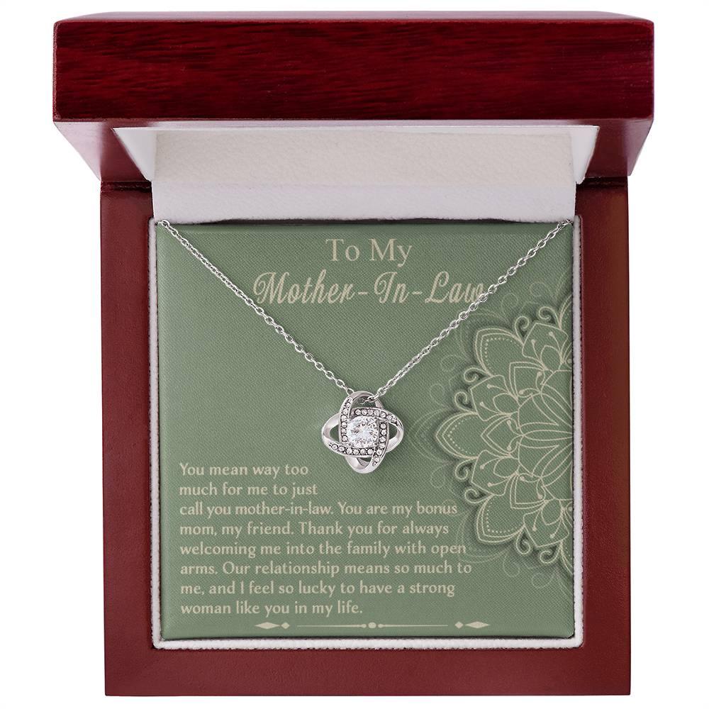 Mother-In-Law Gift - I Feel Lucky to Have A Strong Woman in My Life Love Knot Necklace - Mallard Moon Gift Shop