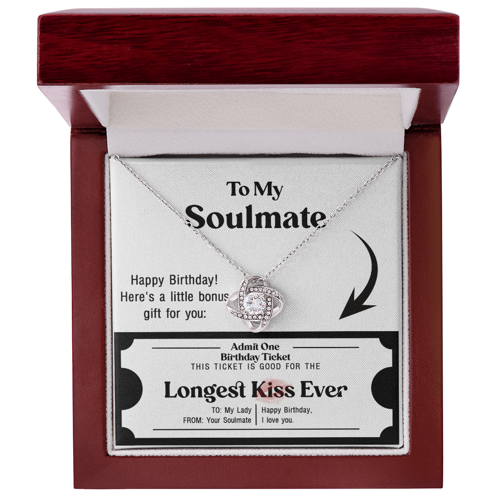 Soulmate Birthday Love Knot Necklace – Longest Kiss Ever Message Card | Romantic Gift for Wife or Girlfriend - Mallard Moon Gift Shop