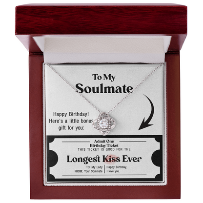 Soulmate Birthday Love Knot Necklace – Longest Kiss Ever Message Card | Romantic Gift for Wife or Girlfriend - Mallard Moon Gift Shop