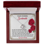 Romantic Soulmate Gift – In My Heart Forever - Love Knot Necklace Pendant with Meaningful Message Card