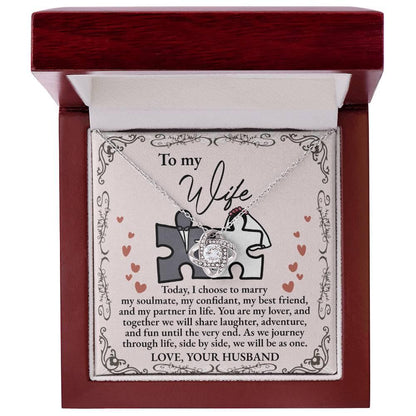 Wife Wedding Day Gift We Will Be As One Love Knot Pendant Necklace - Mallard Moon Gift Shop