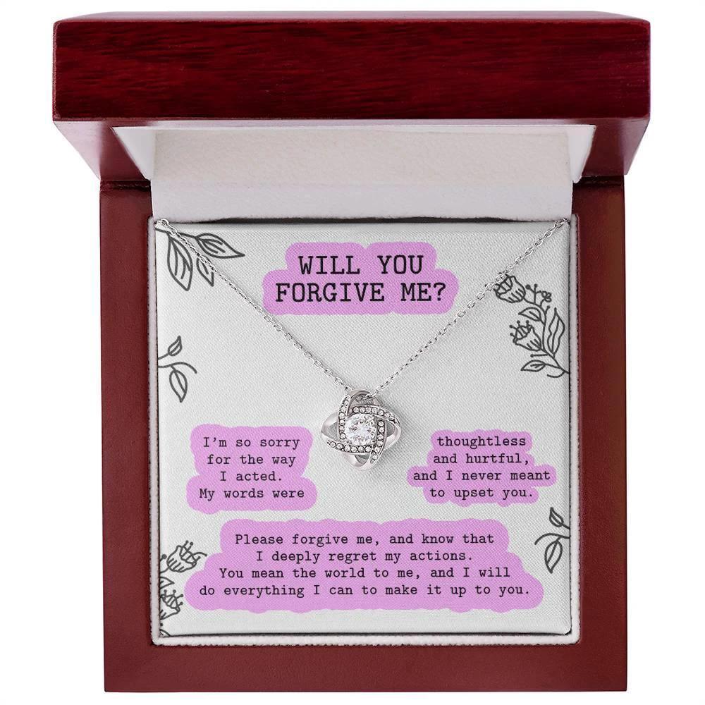 Apology Gift for Girlfriend, Wife, Soulmate - Sorry, Never Meant To Upset You - Love Knot Pendant Necklace