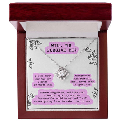 Apology Gift for Girlfriend, Wife, Soulmate - Sorry, Never Meant To Upset You - Love Knot Pendant Necklace - Mallard Moon Gift Shop