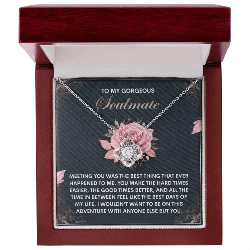 To My Gorgeous Soulmate - Love Knot Necklace – A Romantic Valentine’s Gift to Celebrate Your Beautiful Journey Together