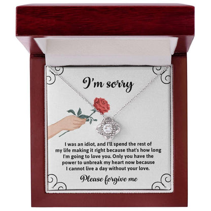 Gift for Girlfriend, Wife - Sorry, Making It Right - Love Knot Pendant Necklace - Mallard Moon Gift Shop