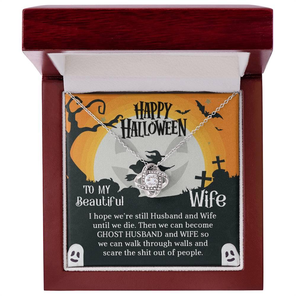 Wife Happy Halloween - Ghost Husband and Wife - Love Knot Necklace - Mallard Moon Gift Shop