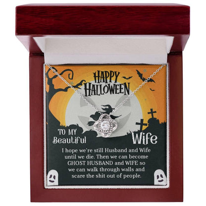Wife Happy Halloween - Ghost Husband and Wife - Love Knot Necklace - Mallard Moon Gift Shop