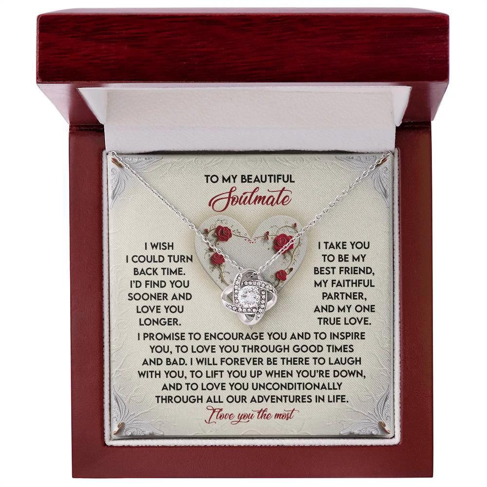 Romantic Anniversary, Valentine's Day Gift for Soulmate, Wife, Girlfriend - Laugh With You - Love Knot Pendant Necklace