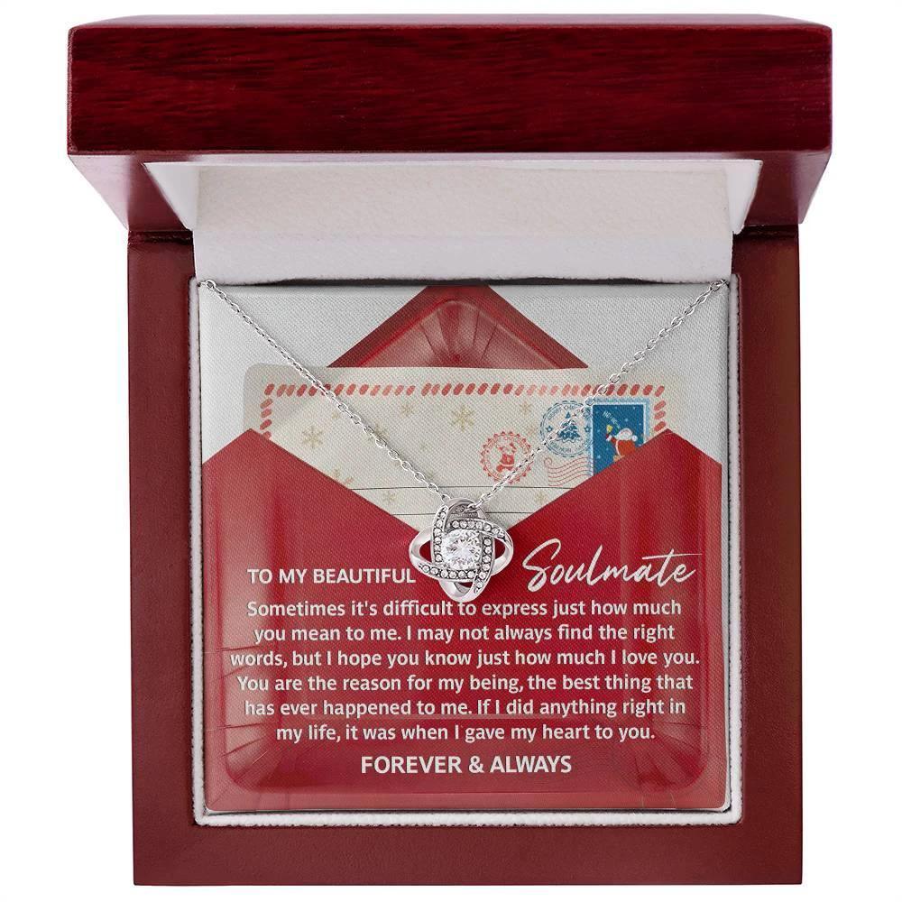 Soulmate Love Knot Necklace – “Forever & Always” Letter-Inspired Romantic Gift for Her