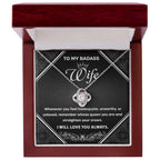 To My Badass Wife - Romantic Love Knot Necklace with Message Card - Empowering Gift for the Queen of My Heart