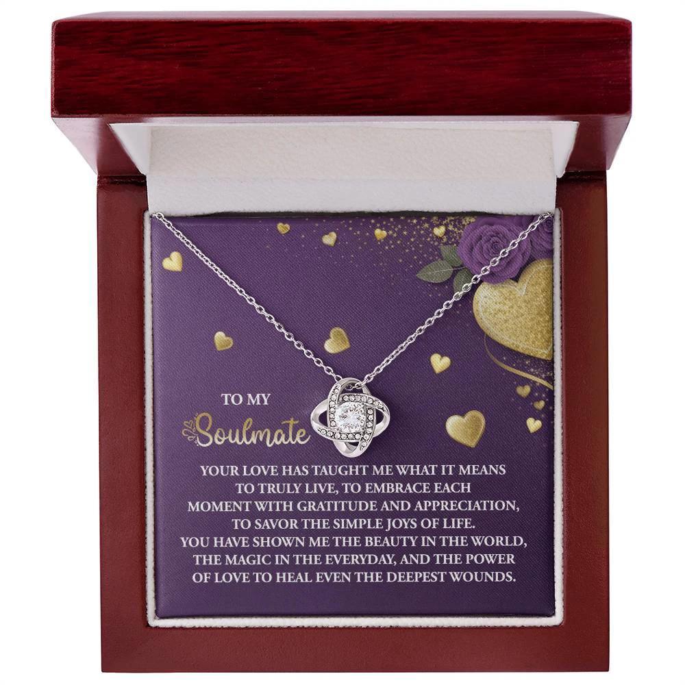 To My Soulmate" Love Knot Necklace – A Beautiful Valentine’s Day Gift Celebrating Love, Joy, and Healing