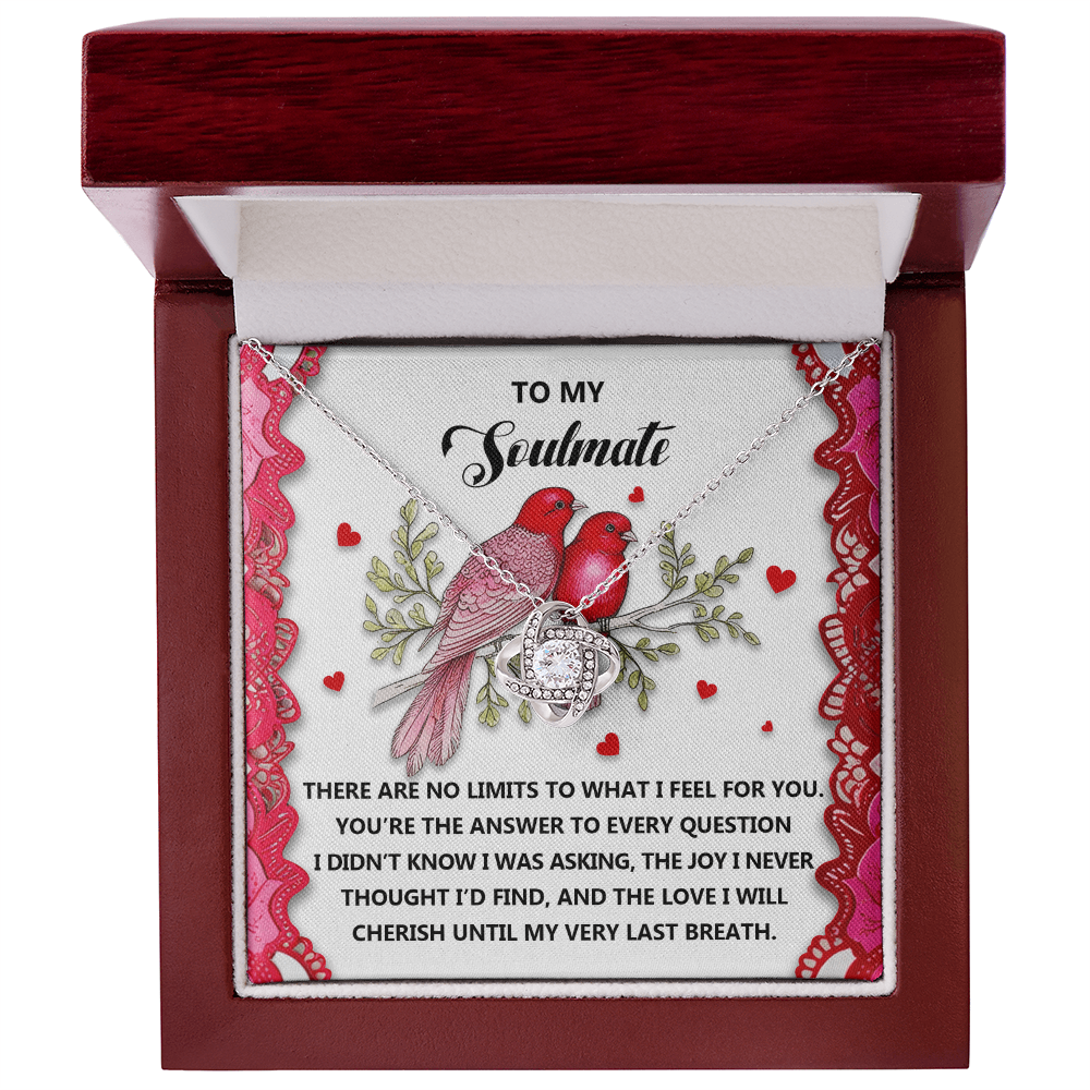 Romantic Gift for Her: Love Knot Necklace with Emotional Soulmate Message