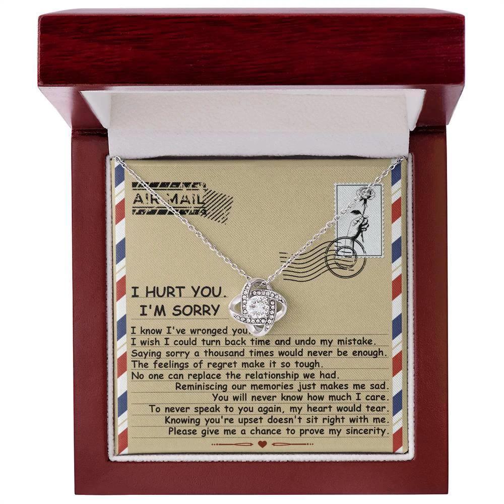 Apology Gift for Girlfriend, Wife, Soulmate - Sorry, Makes Me Sad - Love Knot Pendant Necklace