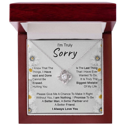 Apology Gift for Girlfriend, Wife, Soulmate - I’m Truly Sorry - Love Knot Pendant Necklace - Mallard Moon Gift Shop