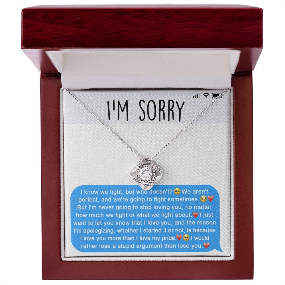 Apology Gift for Girlfriend, Wife, Soulmate - Sorry, Stupid Argument - Love Knot Pendant Necklace - Mallard Moon Gift Shop