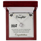 Daughter Graduation Class of 2024 Don't Stop Here Love Knot Pendant Necklace