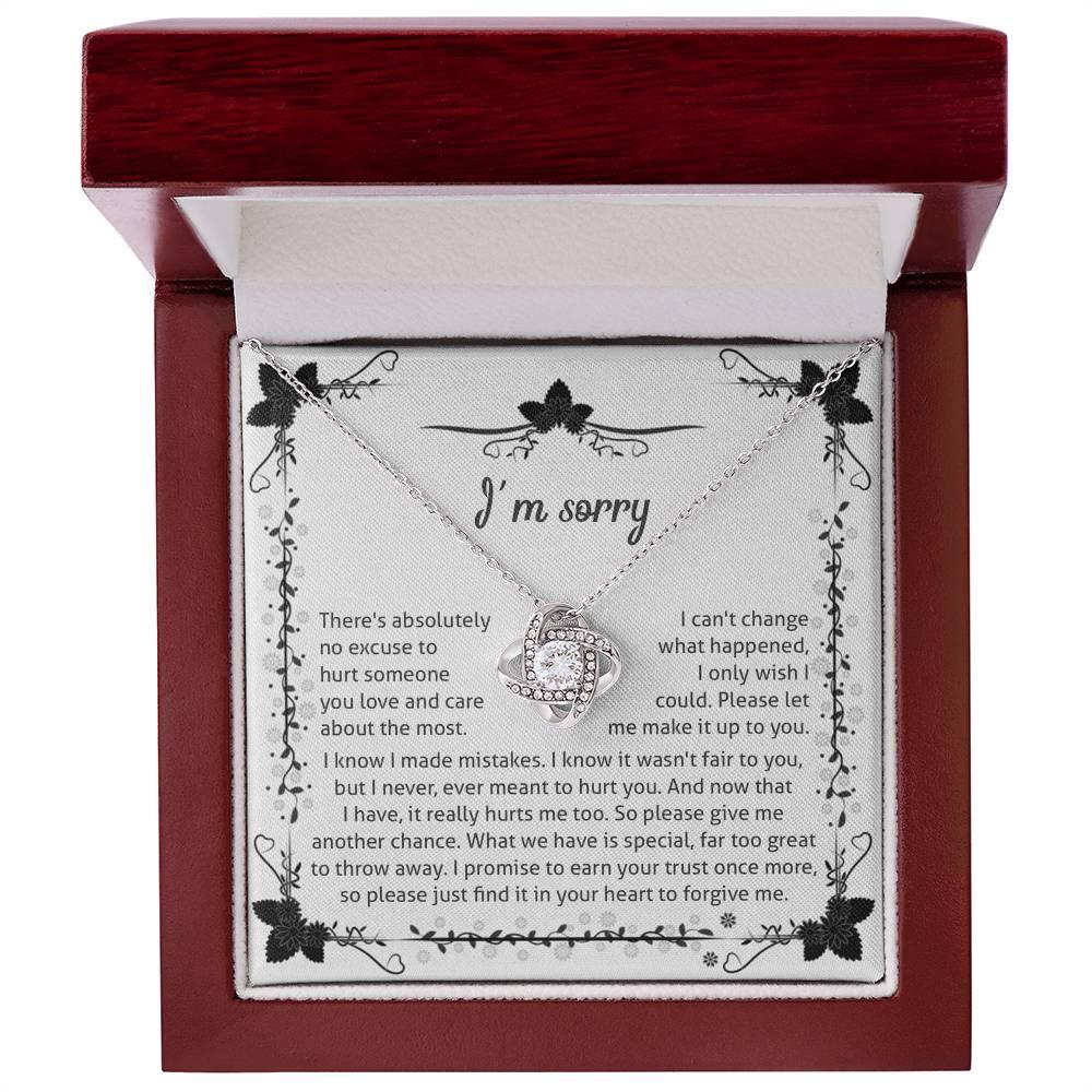 Apology - I'm Sorry, No Excuse, Another Chance - Love Knot Pendant Necklace - Mallard Moon Gift Shop