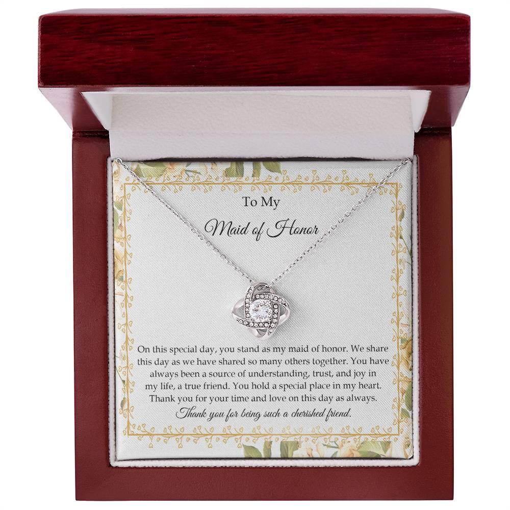 Maid of Honor Wedding Day Gift - Share This Day - Love Knot Pendant Necklace - Mallard Moon Gift Shop