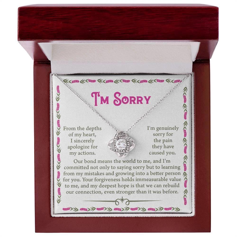Apology Gift for Girlfriend, Wife - Sorry, For the Pain I Caused - Love Knot Pendant Necklace