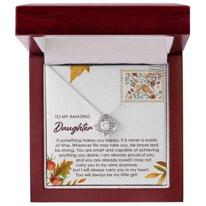 Daughter - Makes You Happy - Love Knot Pendant Necklace - Mallard Moon Gift Shop