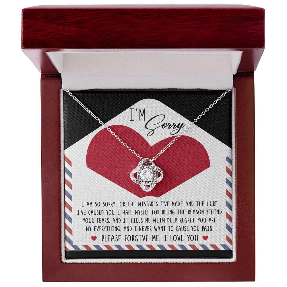 Apology Gift for Girlfriend, Wife, Soulmate - Sorry, Behind Your Tears - Love Knot Pendant Necklace