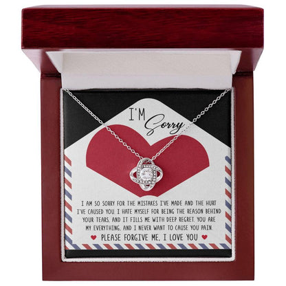 Apology Gift for Girlfriend, Wife, Soulmate - Sorry, Behind Your Tears - Love Knot Pendant Necklace - Mallard Moon Gift Shop