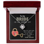 To My Bride on Our Wedding Day - You Have the Single Key to My Heart Love Knot Pendant Necklace
