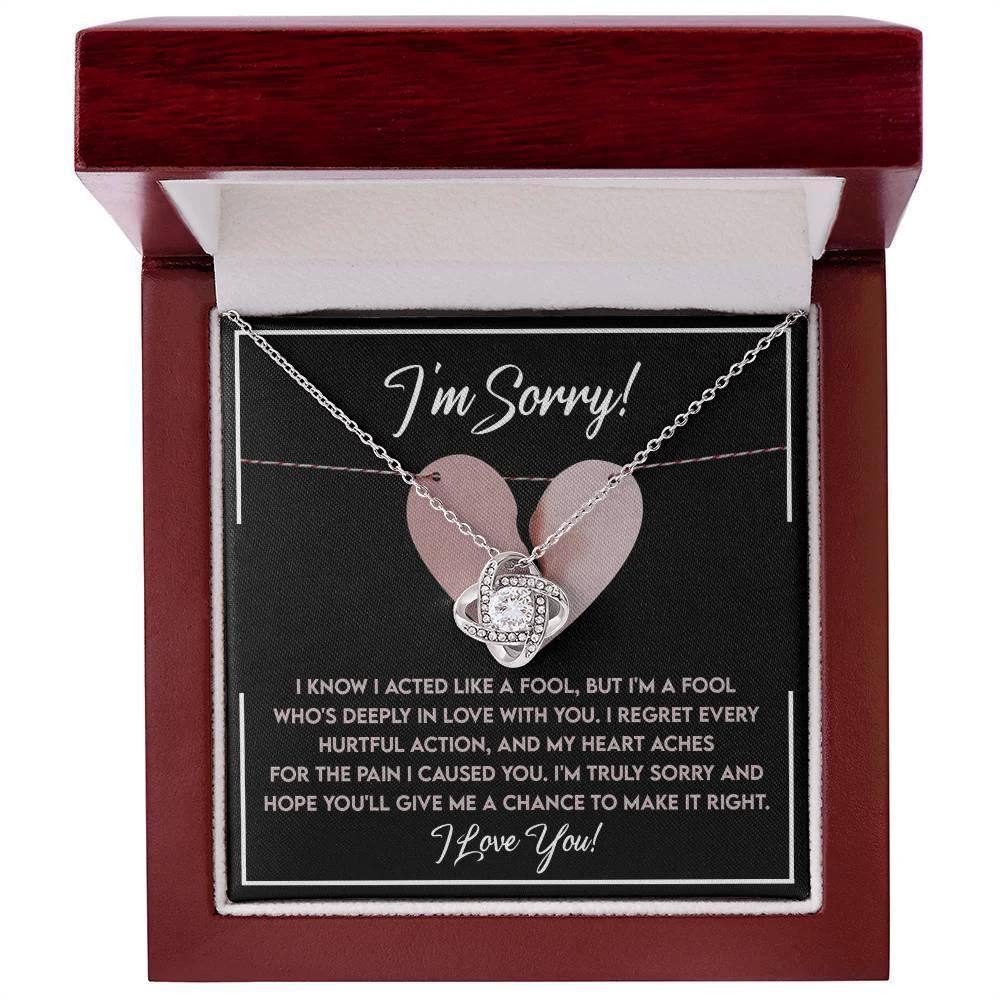 Apology Gift for Girlfriend, Wife, Soulmate - Sorry, Deeply In Love - Love Knot Pendant Necklace