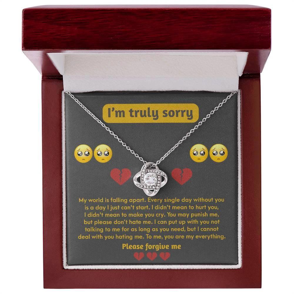 Apology Gift for Girlfriend, Wife, Soulmate - Sorry, Make You Cry - Love Knot Pendant Necklace