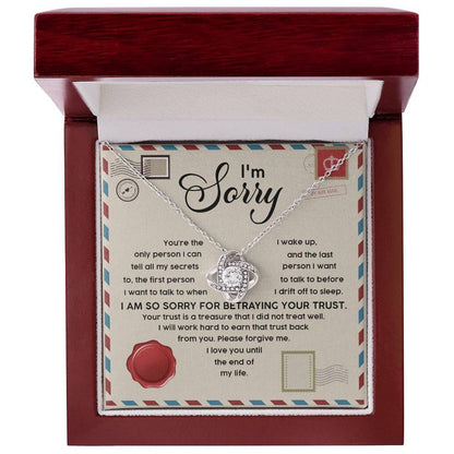 Apology Gift for Girlfriend, Wife, Soulmate - Sorry, The Only Person - Love Knot Pendant Necklace - Mallard Moon Gift Shop