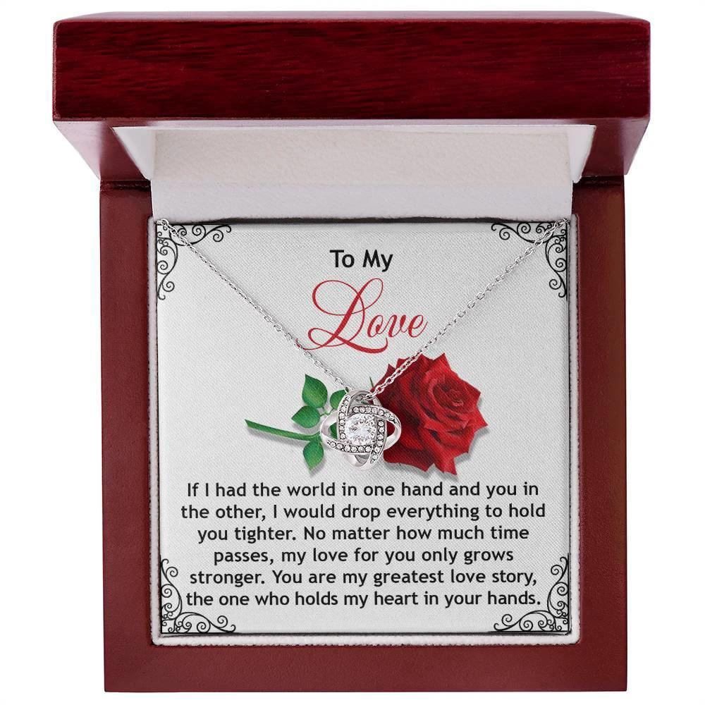 Romantic Anniversary, Valentine's Day Gift for Soulmate, Wife, Girlfriend - Greatest Love Story - Love Knot Pendant Necklace