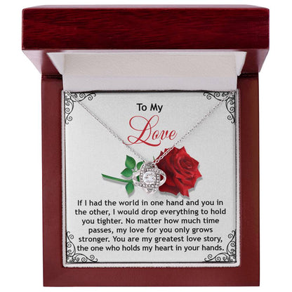 Romantic Anniversary, Valentine's Day Gift for Soulmate, Wife, Girlfriend - Greatest Love Story - Love Knot Pendant Necklace - Mallard Moon Gift Shop