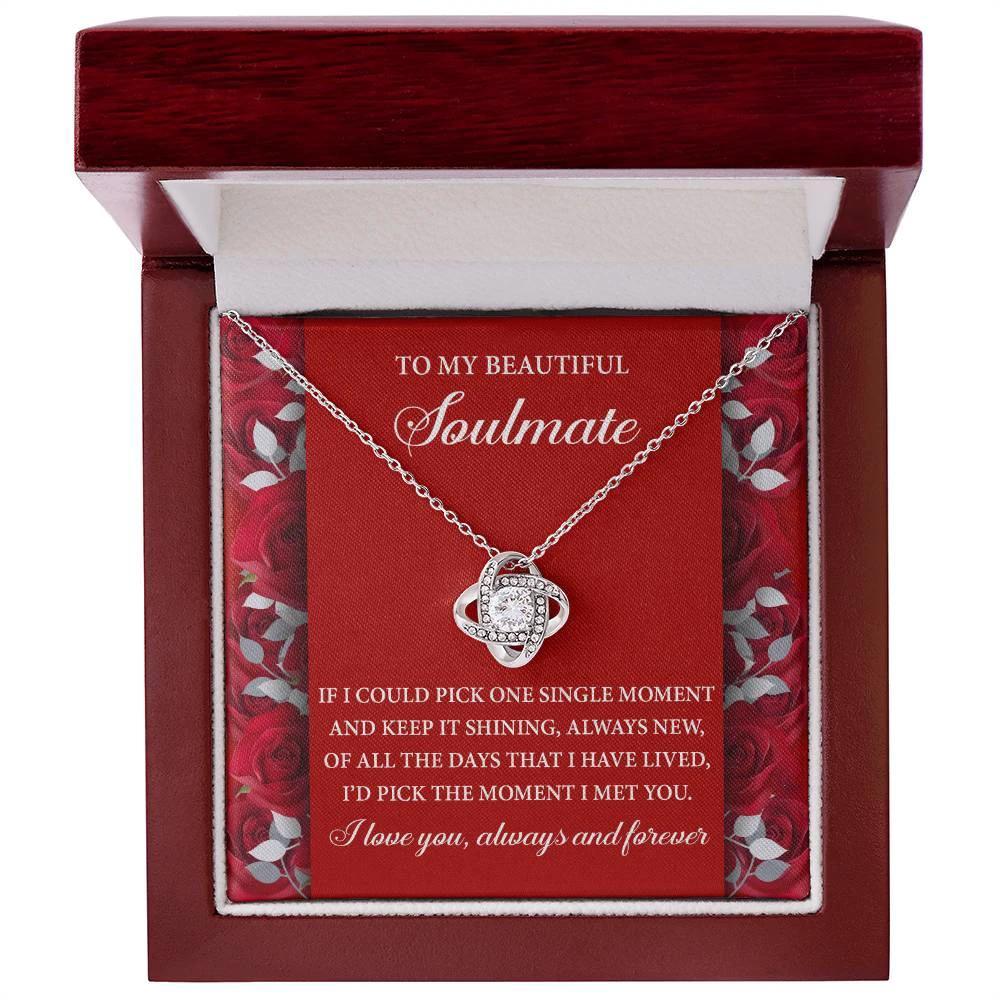 Romantic Anniversary, Valentine's Day Gift for Soulmate, Wife, Girlfriend - The Moment I Met You - Love Knot Pendant Necklace