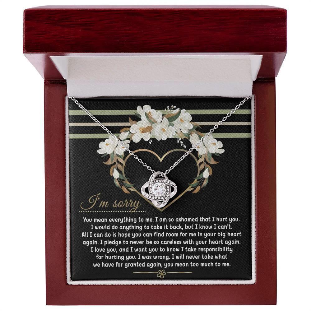Apology Gift for Girlfriend, Wife, Soulmate - Sorry, Big Heart - Love Knot Pendant Necklace