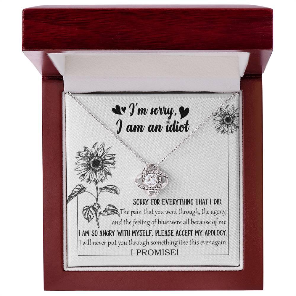 Apology Gift for Girlfriend, Wife, Soulmate - Sorry, Feeling Blue - Love Knot Pendant Necklace - Mallard Moon Gift Shop