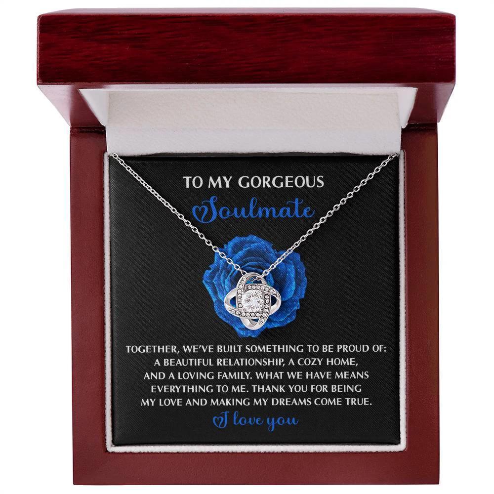 Romantic Gift for Wife or Girlfriend - Love Knot Pendant Necklace with Heartfelt Message for Soulmates
