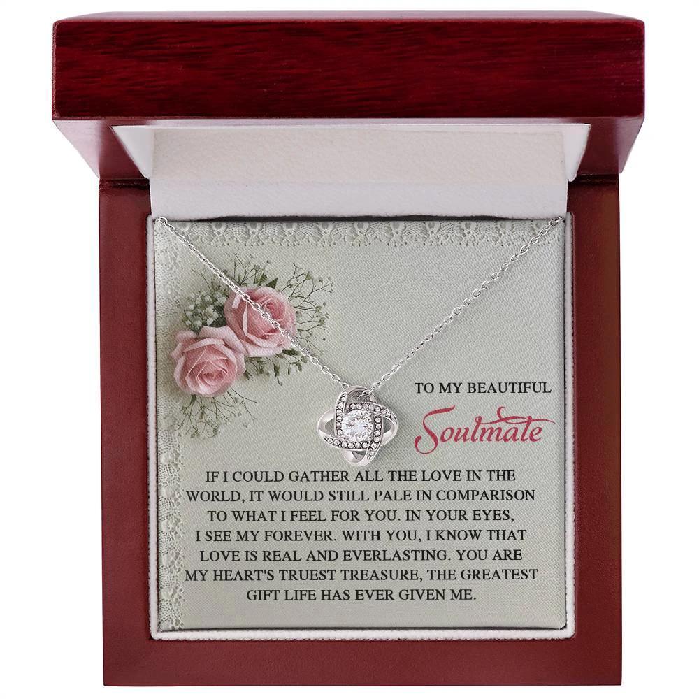 To My Soulmate: Romantic Love Knot Necklace with Sentimental Message