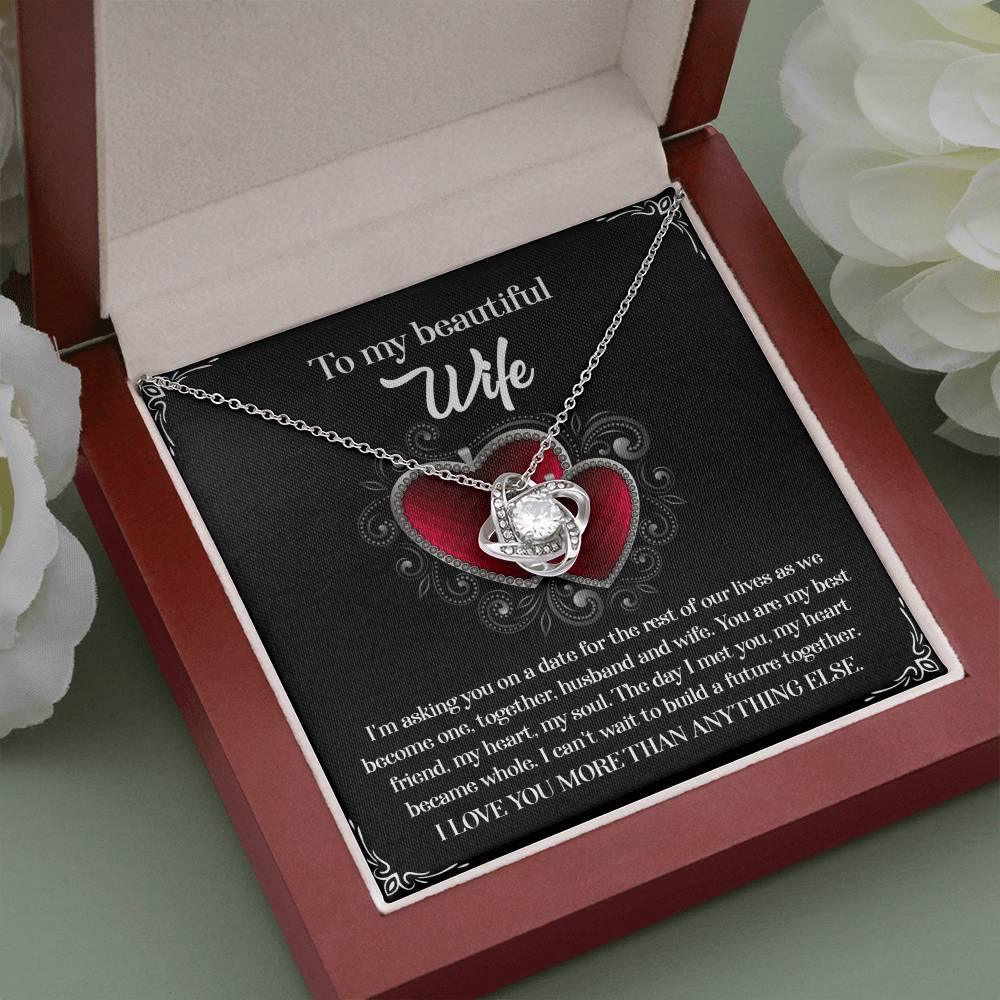 To My Beautiful Wife - My Heart Became Whole Love Knot Pendant Necklace - Mallard Moon Gift Shop