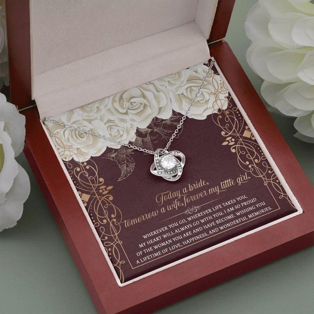 Daughter Wedding Day Gift - Wonderful Memories - Love Knot Pendant Necklace
