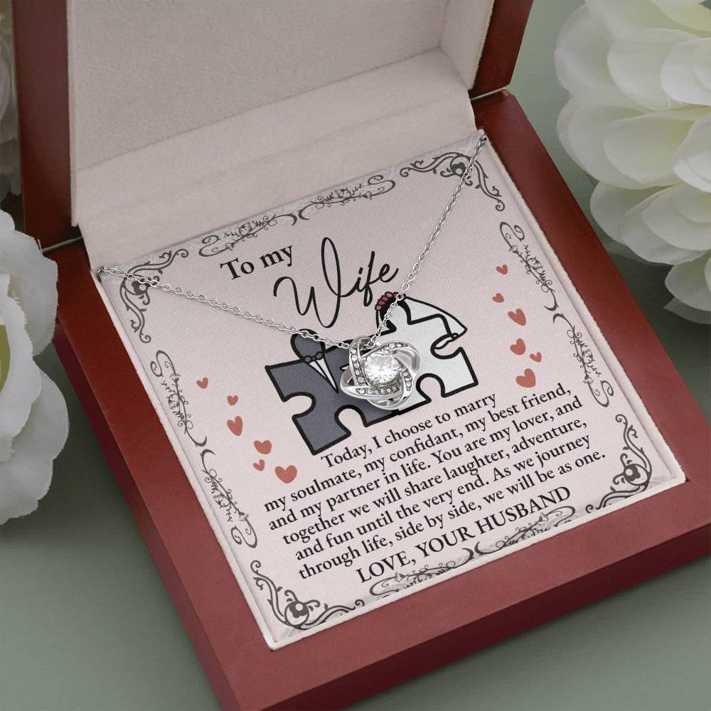 Wife Wedding Day Gift We Will Be As One Love Knot Pendant Necklace - Mallard Moon Gift Shop