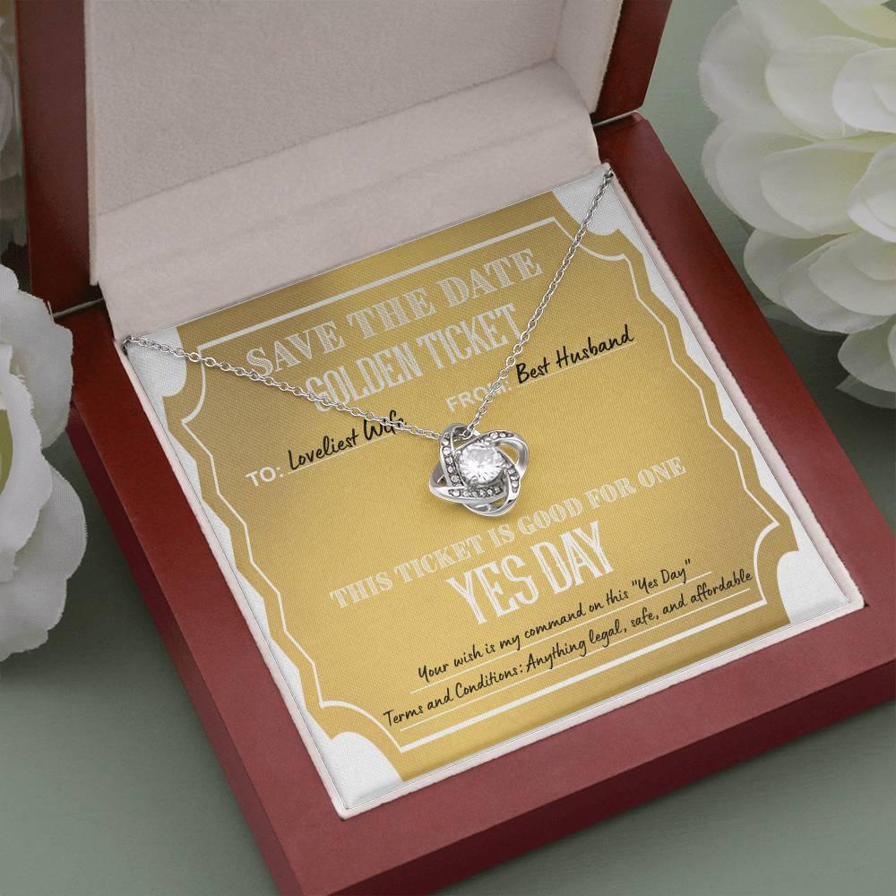 Wife Wedding Day Gift - Golden Ticket - Love Knot Pendant Necklace - Mallard Moon Gift Shop