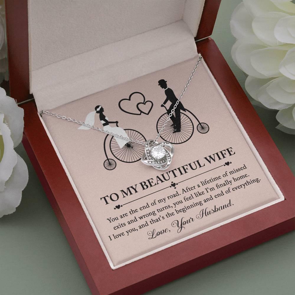 Wife Wedding Day Gift - I'm Finally Home Love Knot Pendant Necklace - Mallard Moon Gift Shop