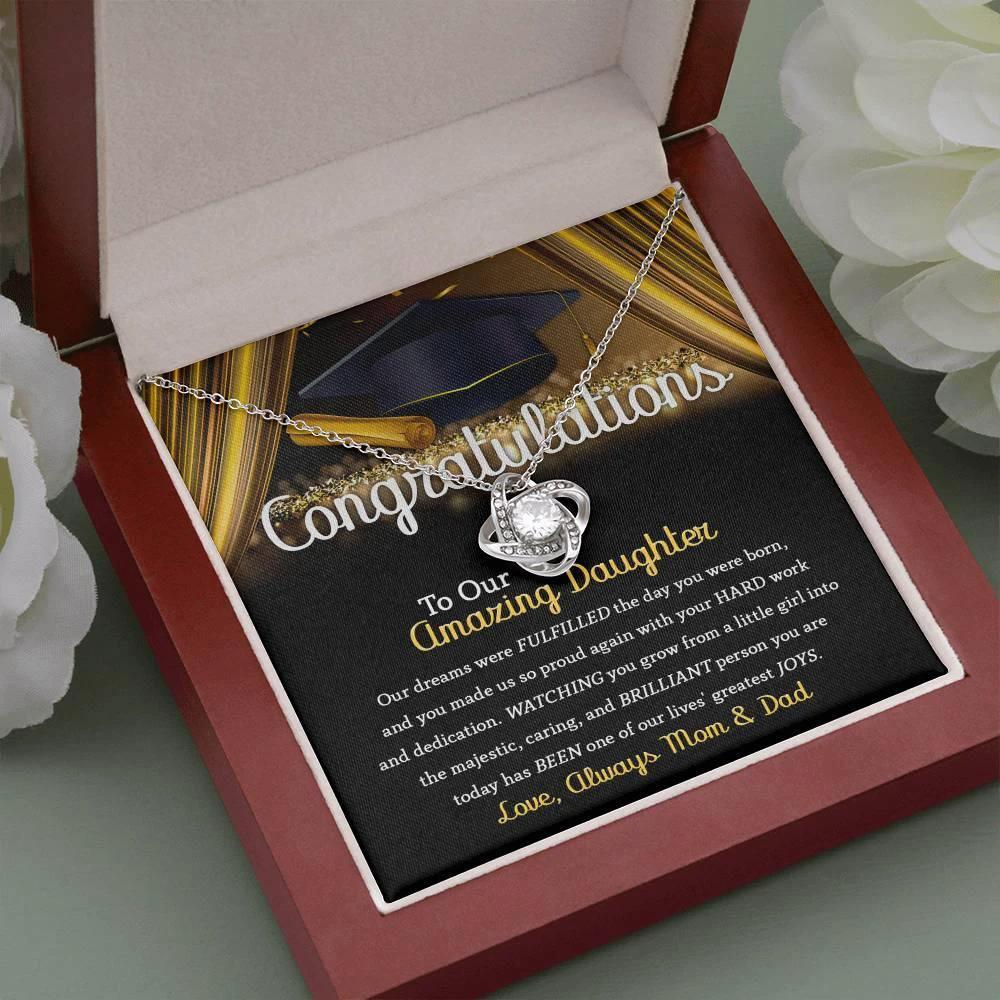 Daughter Graduation Jewelry Necklace with Message Card from Mom and Dad - You Made Us So Proud