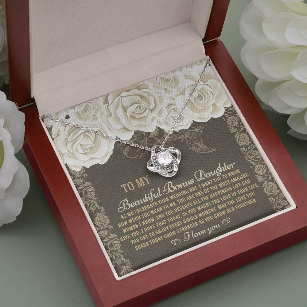 Bonus Daughter Wedding Day Gift - Grow Old Together - Love Knot Pendant Necklace - Mallard Moon Gift Shop