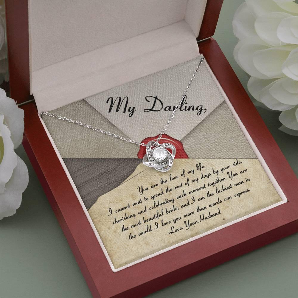 My Darling Bride Love of My Life Love Knot Pendant Necklace - Mallard Moon Gift Shop