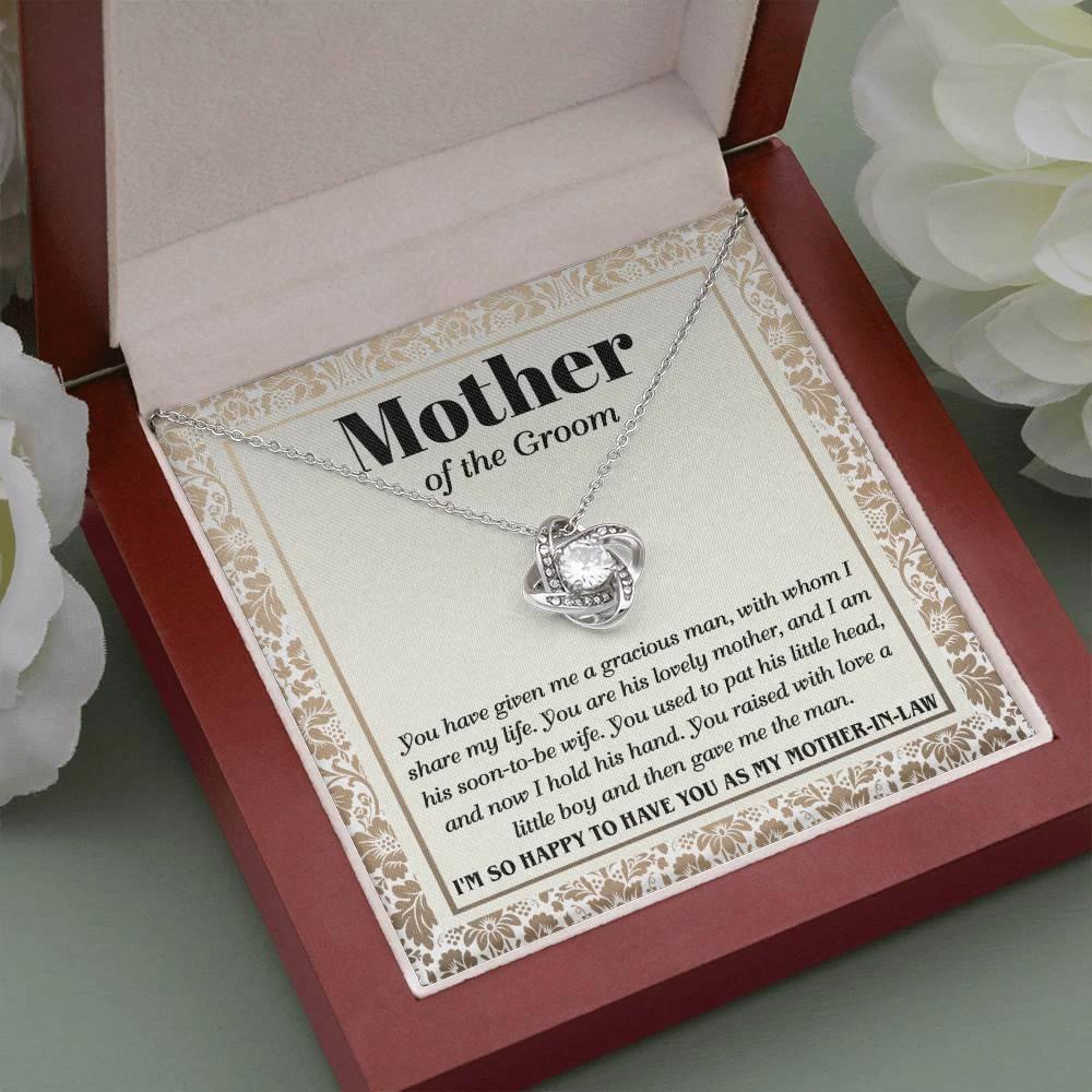 Gift for Mother of the Groom You Have Given Me a Gracious Man Love Knot Pendant Necklace