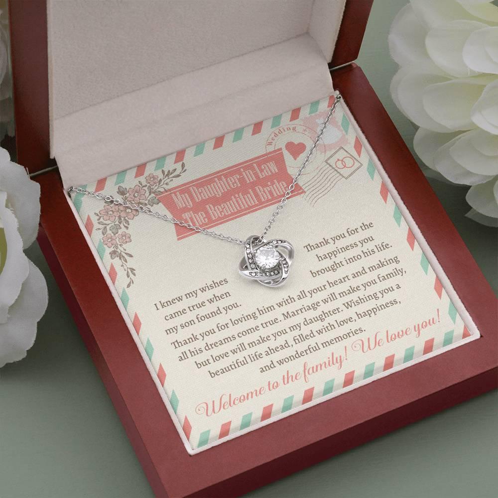 Daughter-In-Law Wedding Day Gift Welcome to the Family Love Knot Pendant Necklace - Mallard Moon Gift Shop